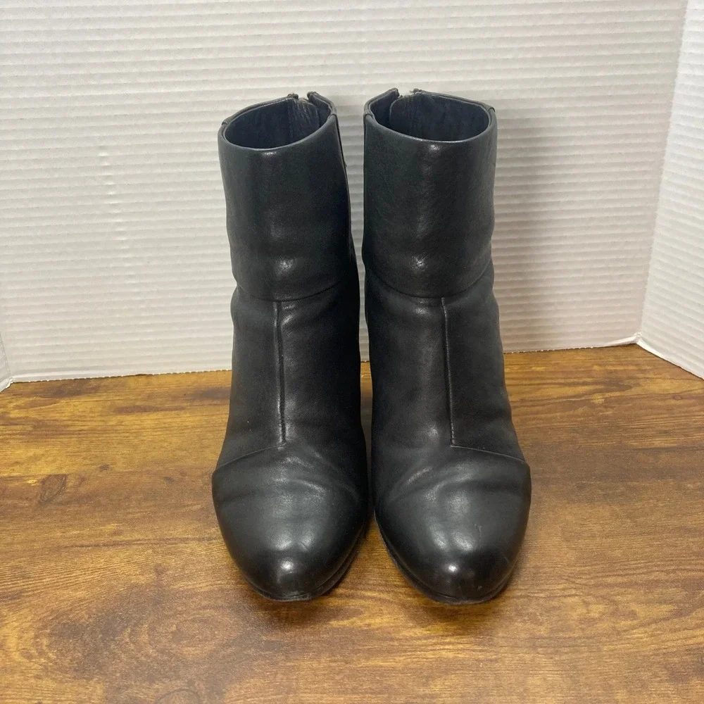 Rag Bone Black Leather‎ Block Heel Ankle Boots Women's Size 38
